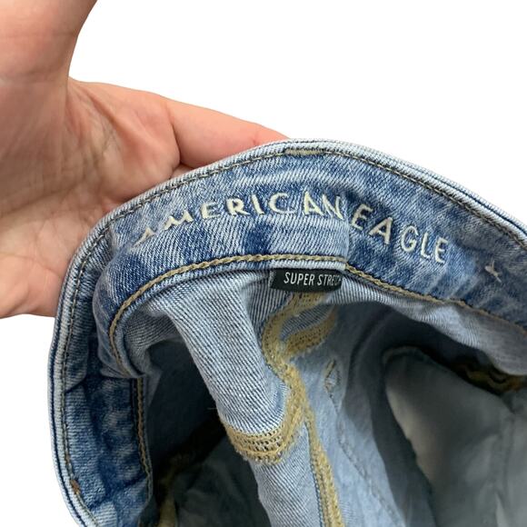 American Eagle Super Stretch Curvy Hi-Rise Shortie Distressed Cutoff Jean Shorts - Picture 2 of 5